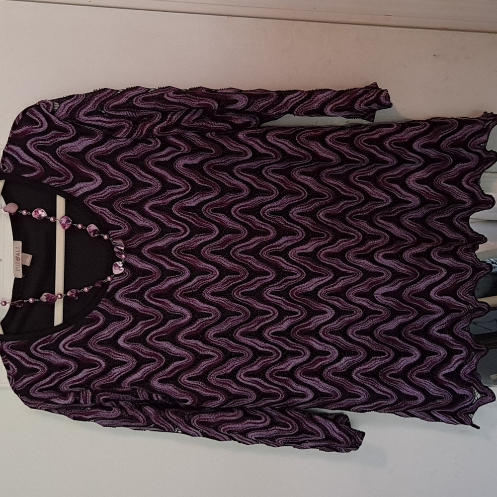 Roz & Ali purple and black dress blouse size XL